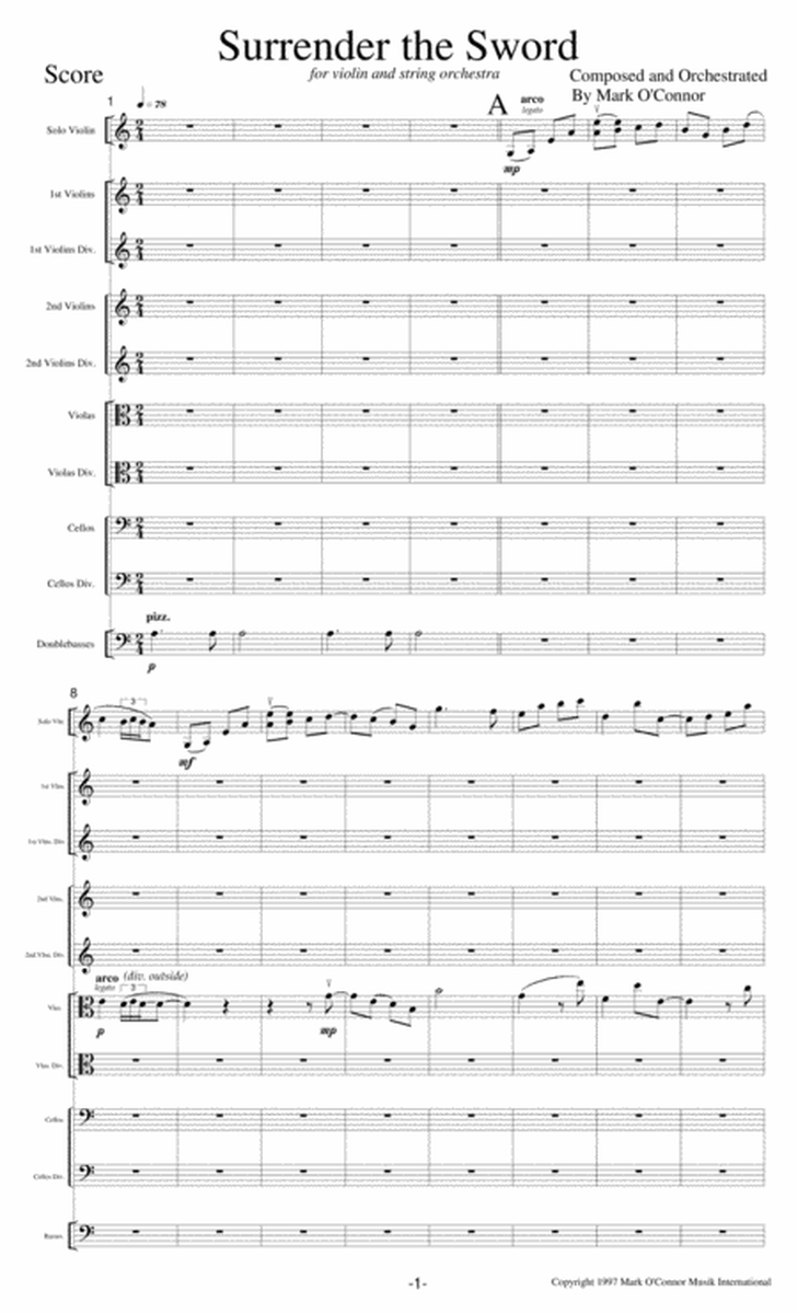 Surrender The Sword (score – violin and string orchestra) image number null