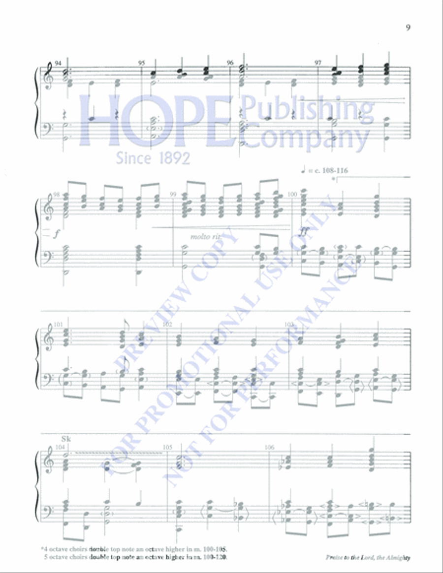 Praise to the Lord, the Almighty 5-Octaves scores gallery preview page 9