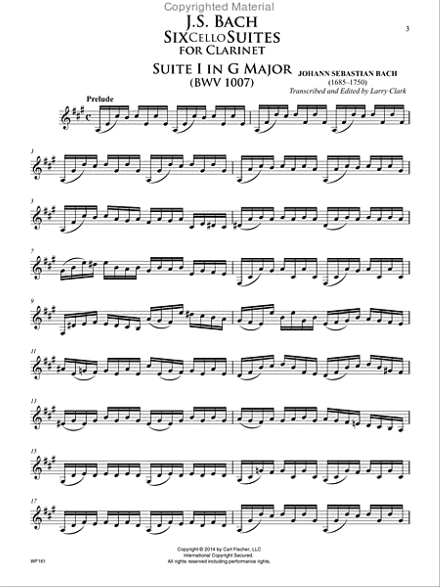 J.S. Bach: Six Cello Suites for Clarinet B-Flat Clarinet scores gallery preview page 2