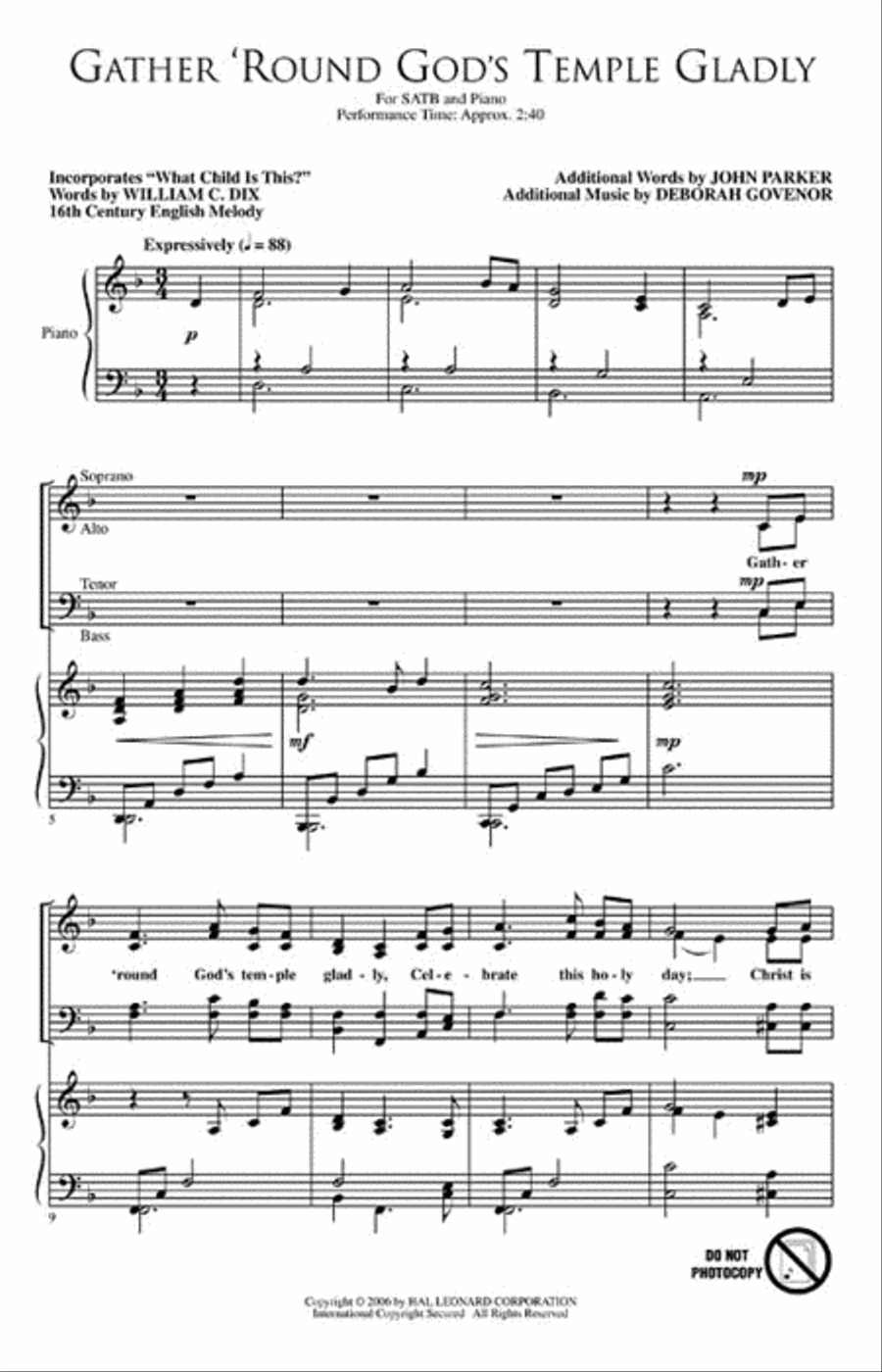 Gather Round God's Temple Gladly 4-Part scores gallery preview page 2