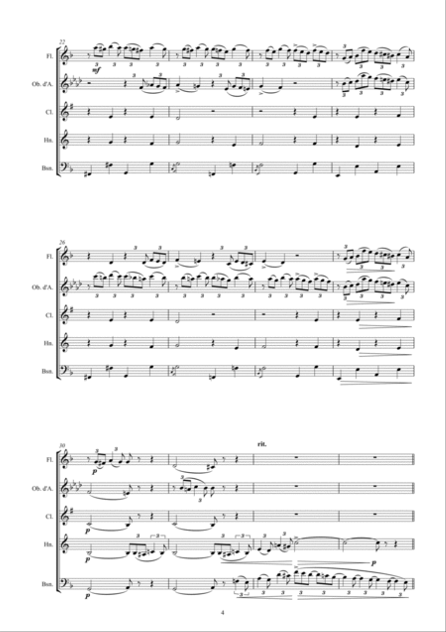 Tchaikovsky: The Seasons Op37 No.10 October (Autumn Song) Woodwind Quintet scores gallery preview page 5