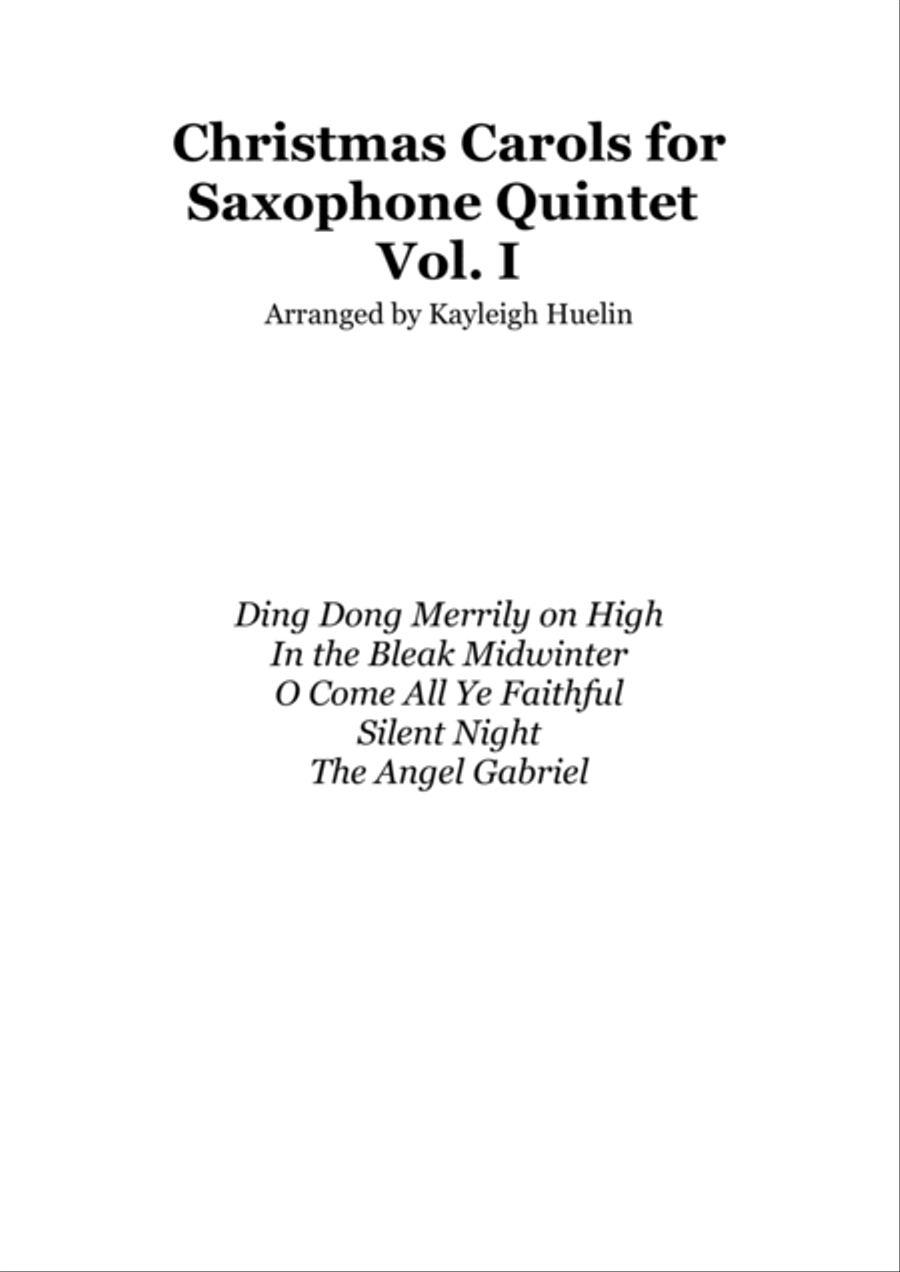 Christmas Carol Selection vol. 1 for SAATB saxophone quintet Saxophone Quintet scores gallery preview page 1