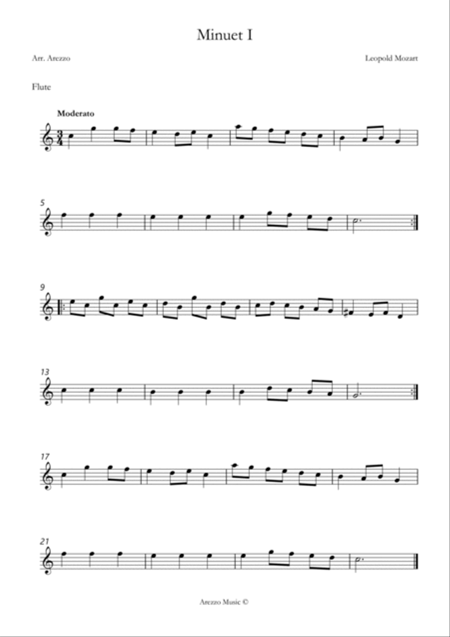leopold mozart notebook for wolfgang minuet I Flute and Bassoon sheet music Woodwind Duet scores gallery preview page 2