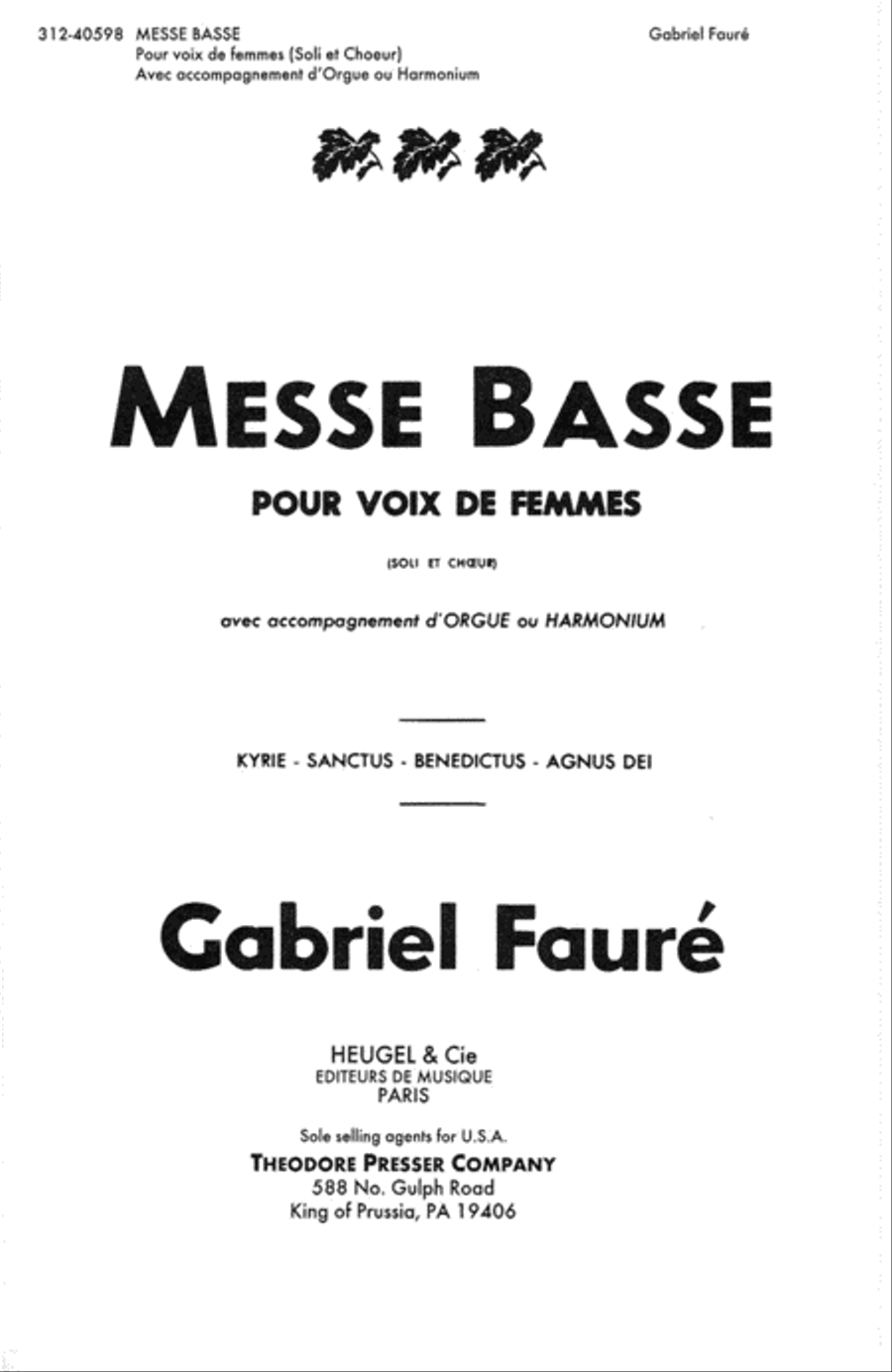 Messe Basse Messe Basse Choir scores gallery preview page 1