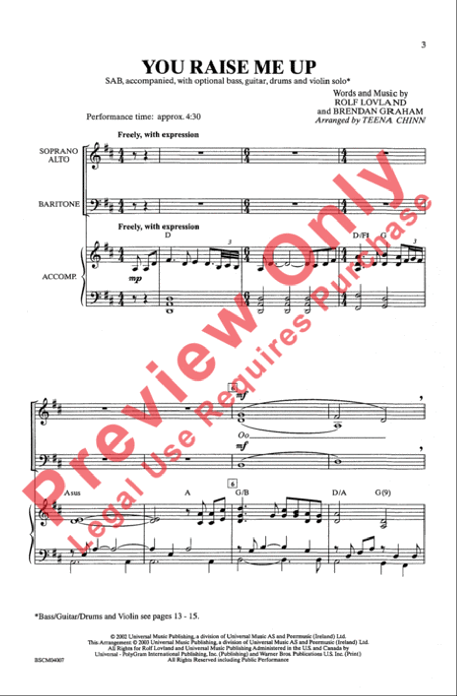 You Raise Me Up 3-Part scores gallery preview page 2