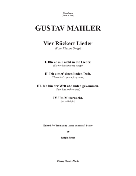 Ruckert Lieder for Trombone and Piano