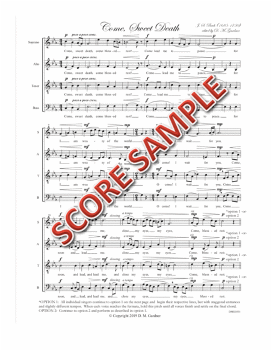 Come, Sweet Death by Johann Sebastian Bach 4-Part - Digital Sheet Music