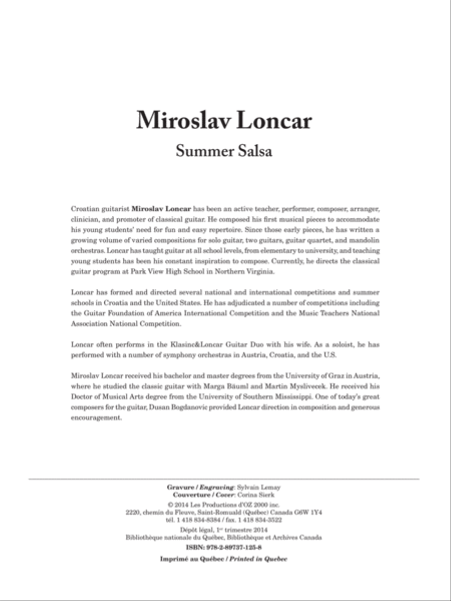 Summer Salsa Summer Salsa Guitar Ensemble scores gallery preview page 1