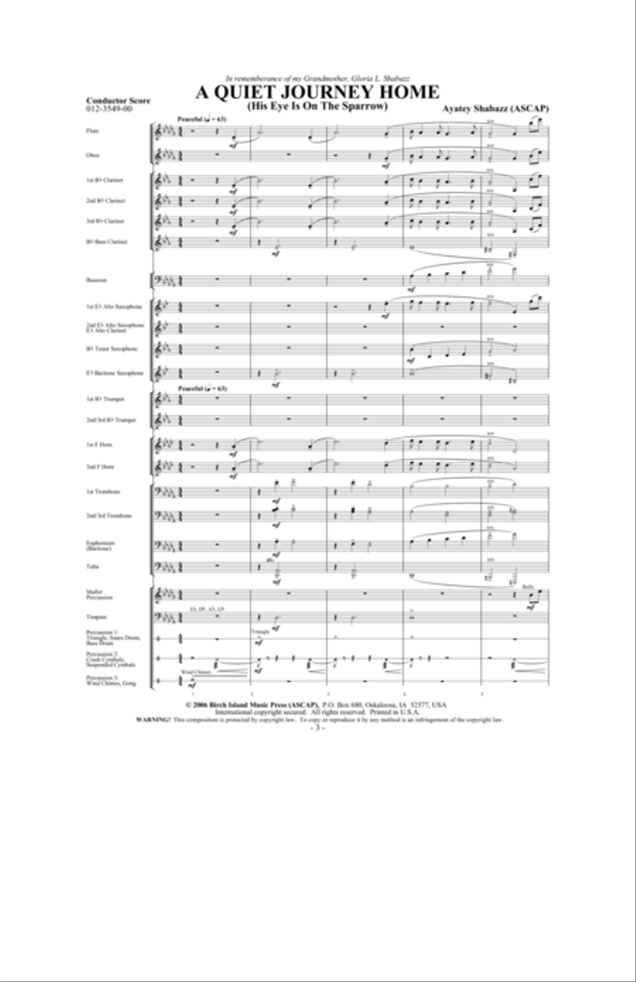 A Quiet Journey Home Concert Band scores gallery preview page 2