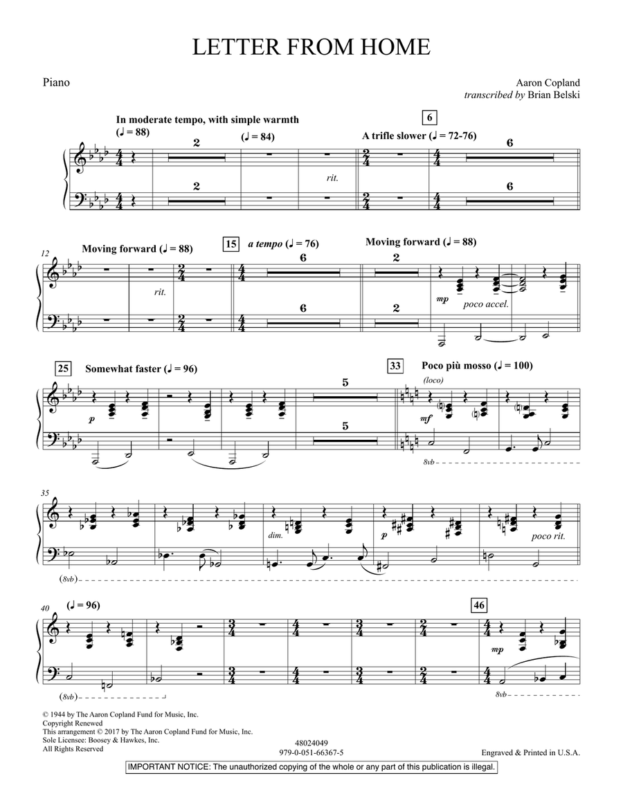 Letter from Home - Piano