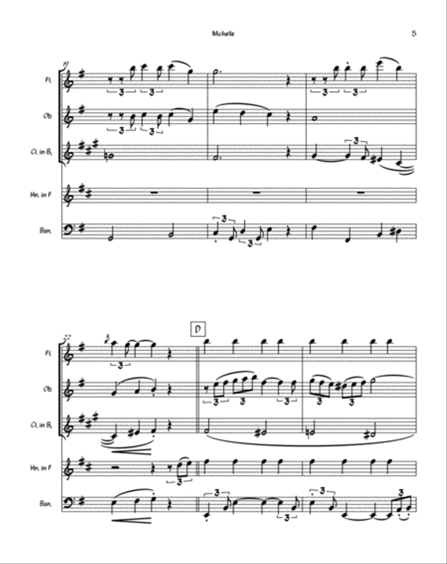 Michelle Woodwind Quintet scores gallery preview page 5