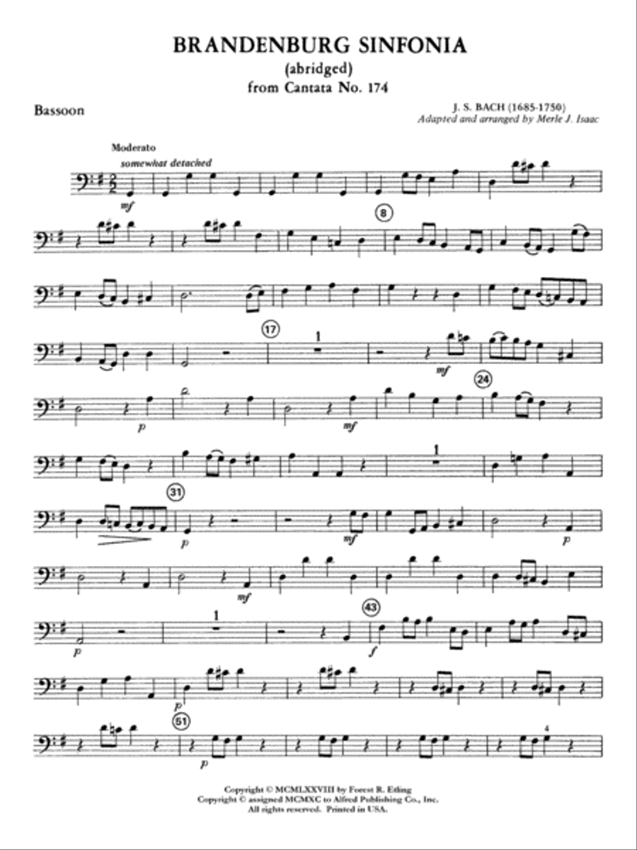 Brandenburg Sinfonia: Bassoon Full Orchestra scores gallery preview page 1
