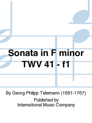 Book cover for Sonata In F Minor Twv 41: F1