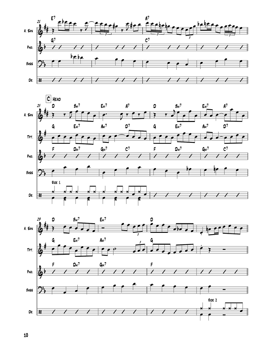 Ah-Leu-Cha Saxophone Solo scores gallery preview page 3