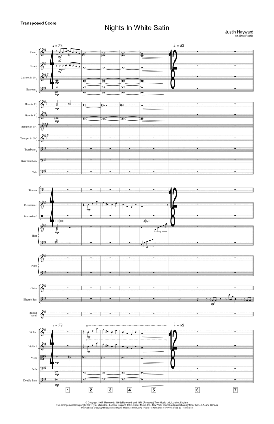 Nights In White Satin Full Orchestra scores gallery preview page 1