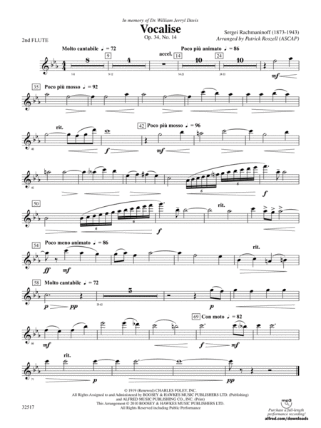 Vocalise, Op. 34, No. 14: 2nd Flute