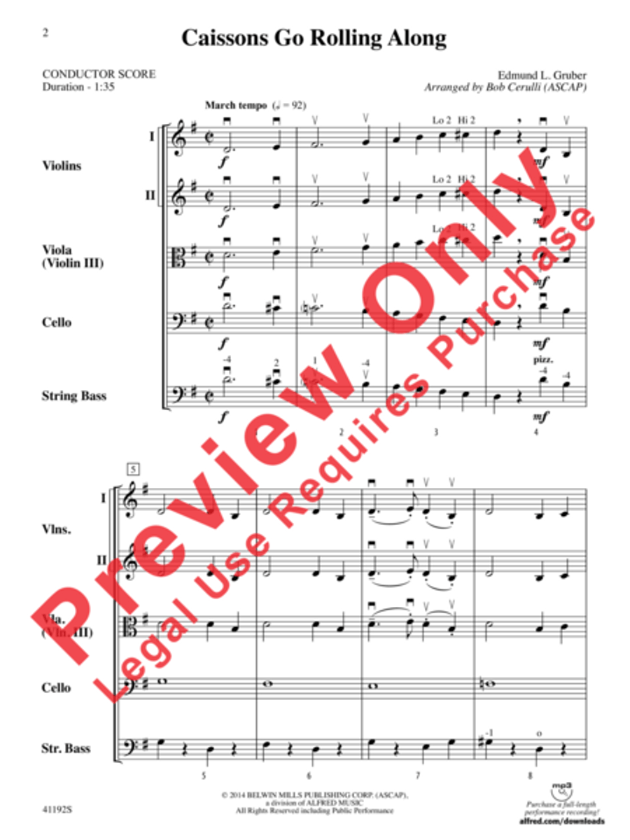 Caissons Go Rolling Along String Orchestra scores gallery preview page 3