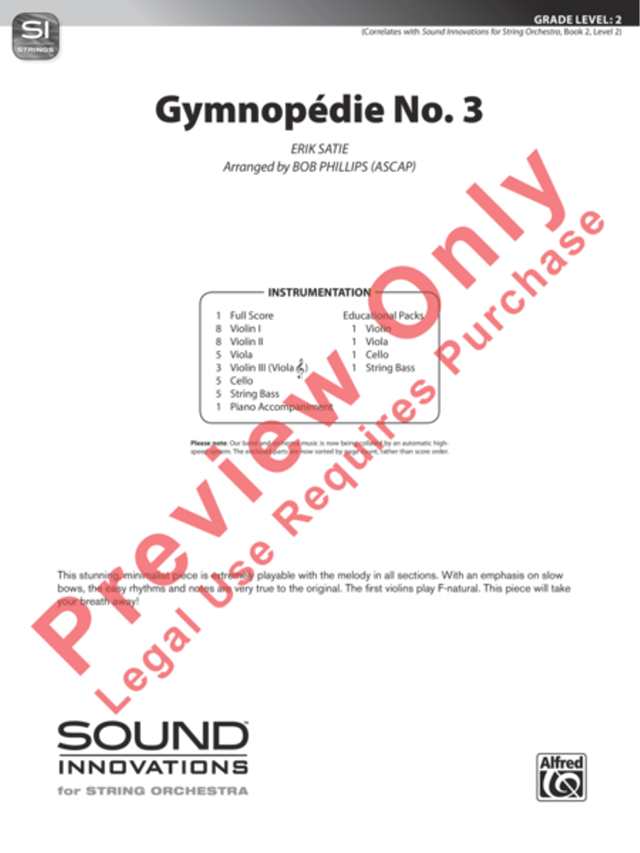 Gymnopédie No. 3 String Orchestra scores gallery preview page 2