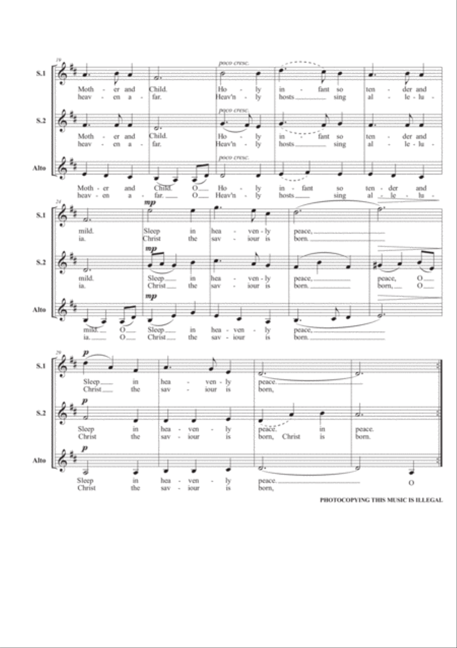 Silent Night SSA SSA scores gallery preview page 3