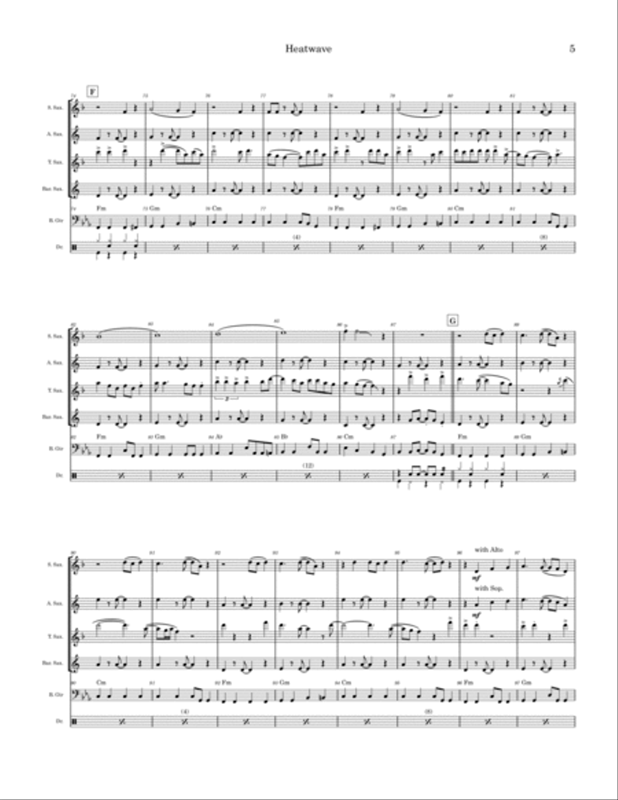 Heatwave (love Is Like A Heatwave) Saxophone Quartet scores gallery preview page 5