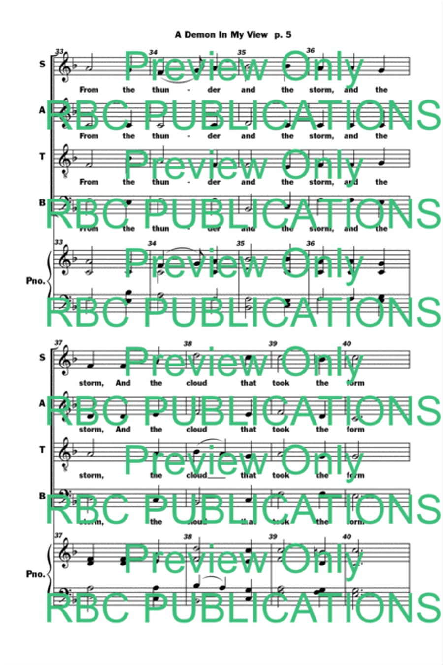 A Demon In My View (SATB) 4-Part scores gallery preview page 7