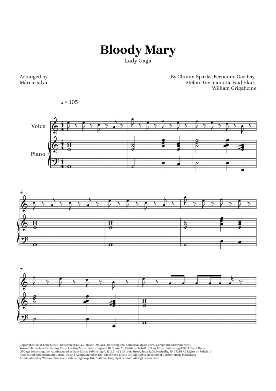 Bloody Mary Voice scores gallery preview page 1