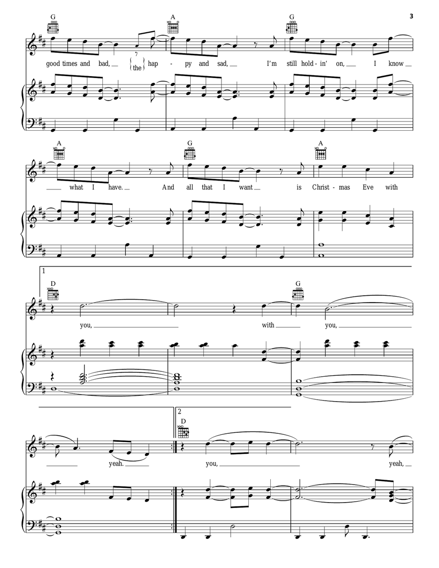 Christmas Eve With You Piano, Vocal, Guitar scores gallery preview page 3