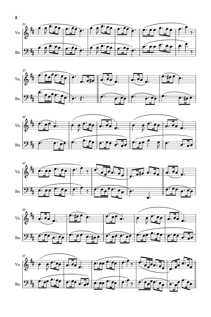 Silent Night - Arranged for Violin and Bassoon. Chamber Music scores gallery preview page 2