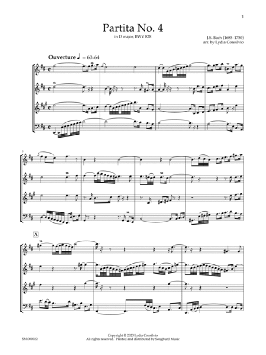 Partita No. 4 in D Major, BWV 828 Woodwind Ensemble scores gallery preview page 3