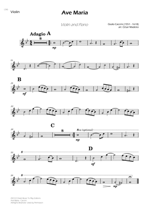 Caccini - Ave Maria - Violin and Piano (Individual Parts)