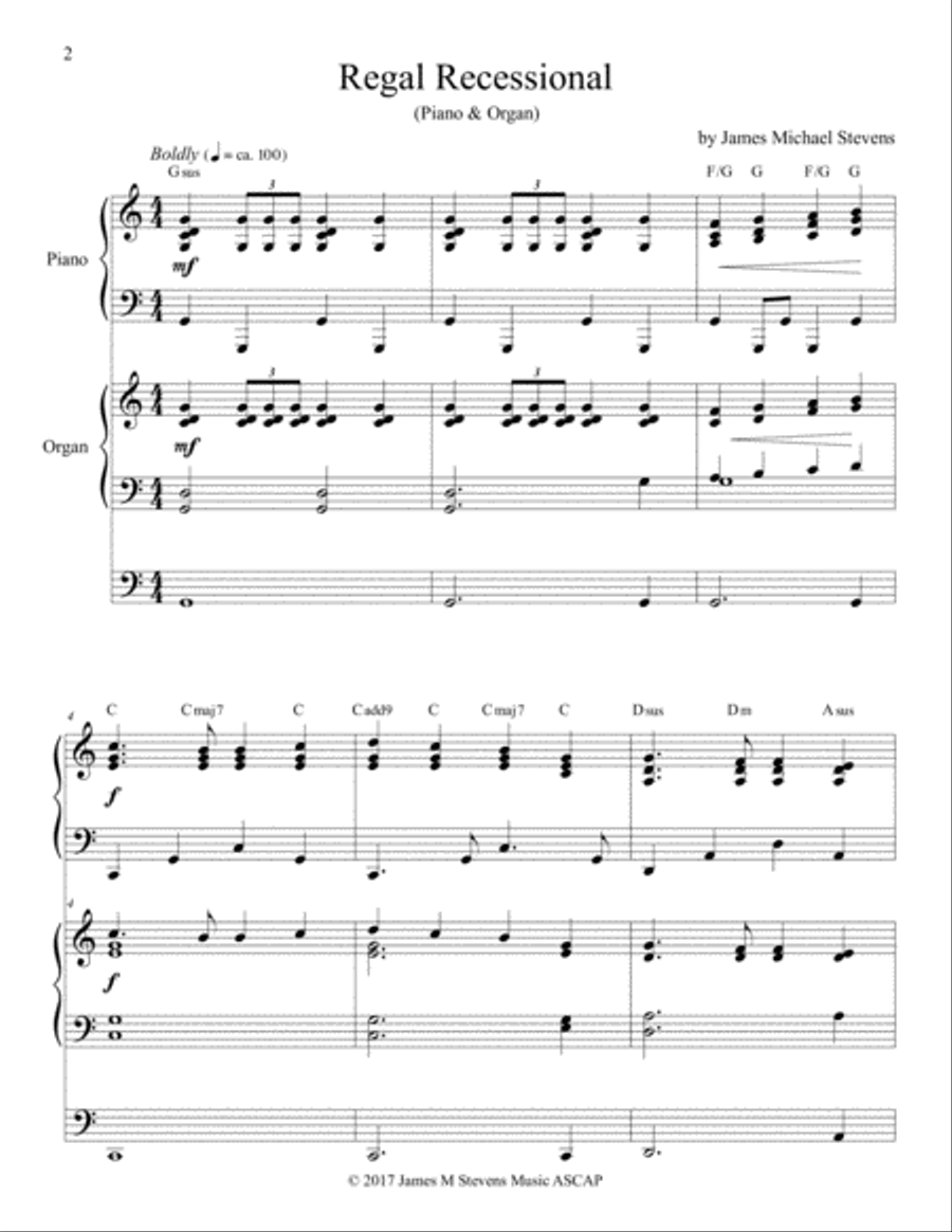 Regal Recessional - Piano & Organ Regal Recessional - Piano & Organ Piano scores gallery preview page 2