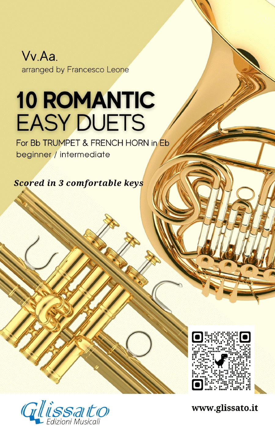 10 Romantic Easy duets for Bb Trumpet and French Horn in Eb Brass Duet scores gallery preview page 1