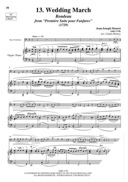 20 Greatest Wedding Solos by Colette Mourey Bass Trombone - Sheet Music