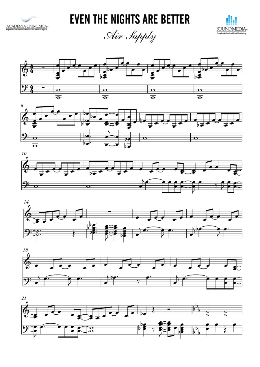 Even The Nights Are Better Easy Piano scores gallery preview page 1