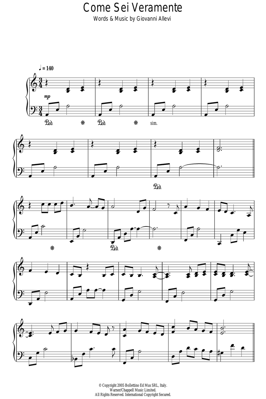 Come Sei Veramente Piano Solo scores gallery preview page 1