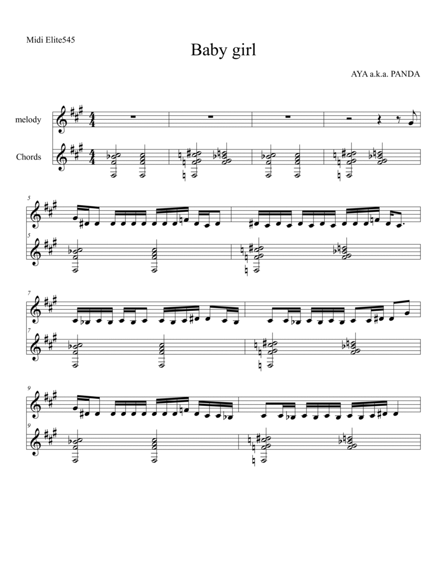 baby Girl baby Girl Piano scores gallery preview page 1
