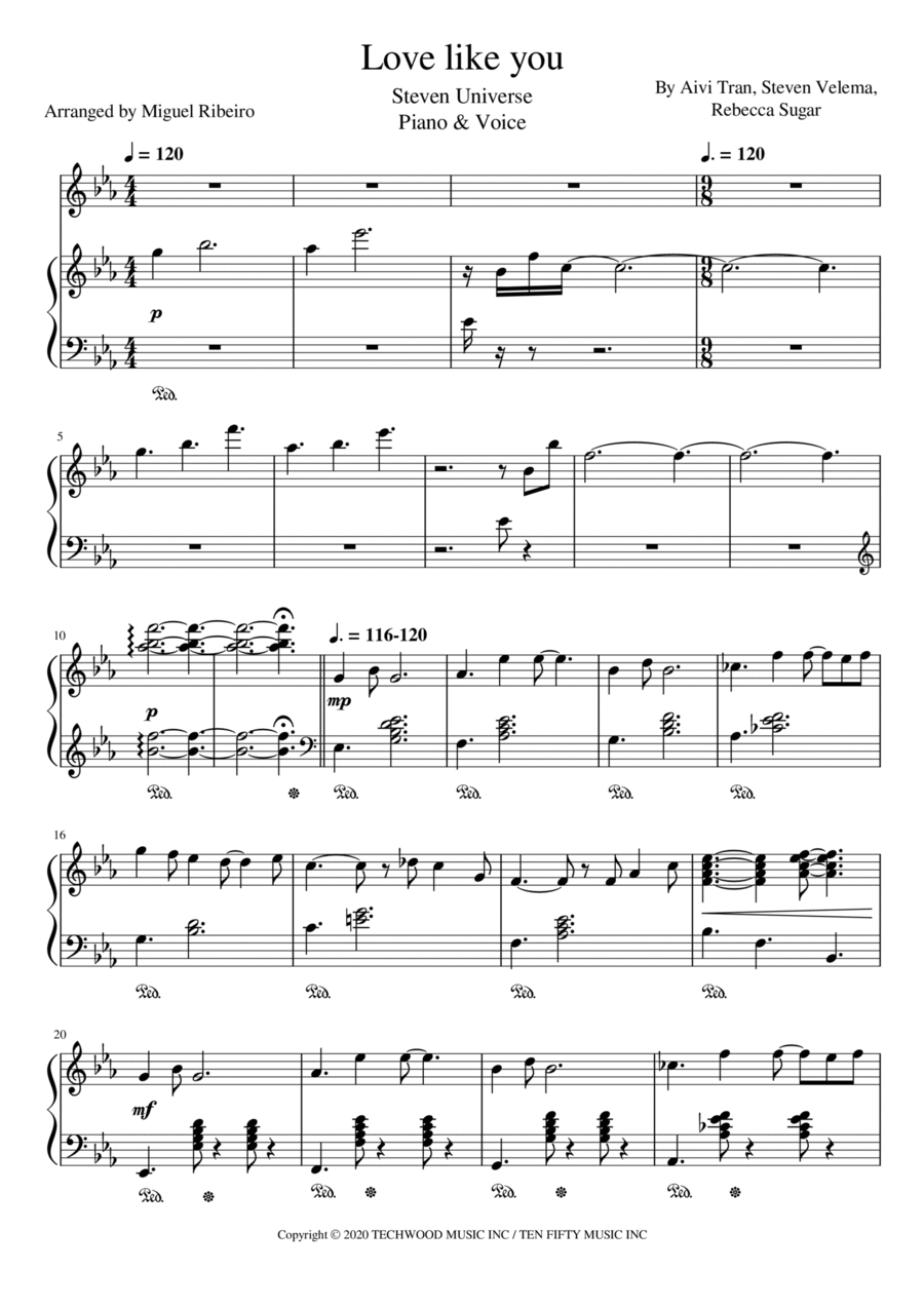 Steven Universe End Title Love Like You - Ending Voice scores gallery preview page 1