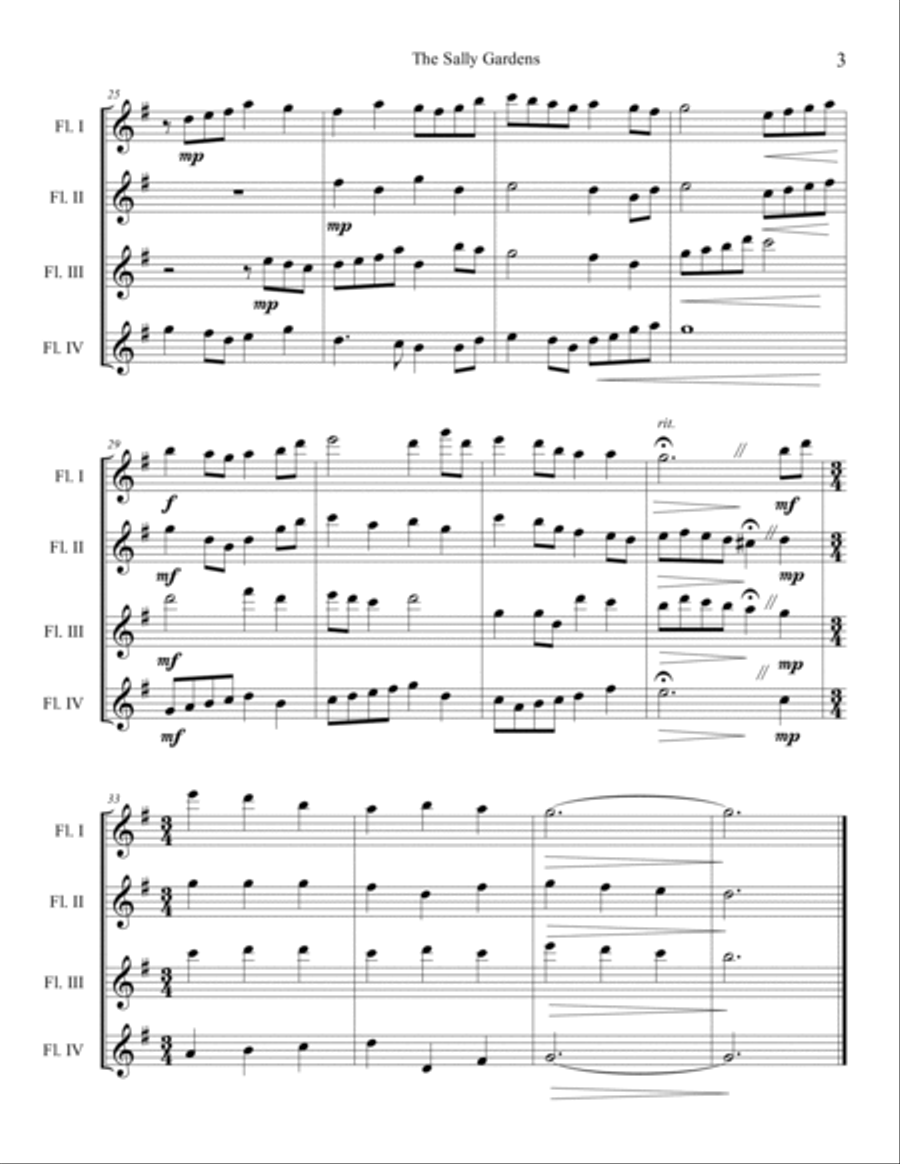 The Sally Gardens for Flute Quartet The Sally Gardens for Flute Quartet Flute Quartet scores gallery preview page 4