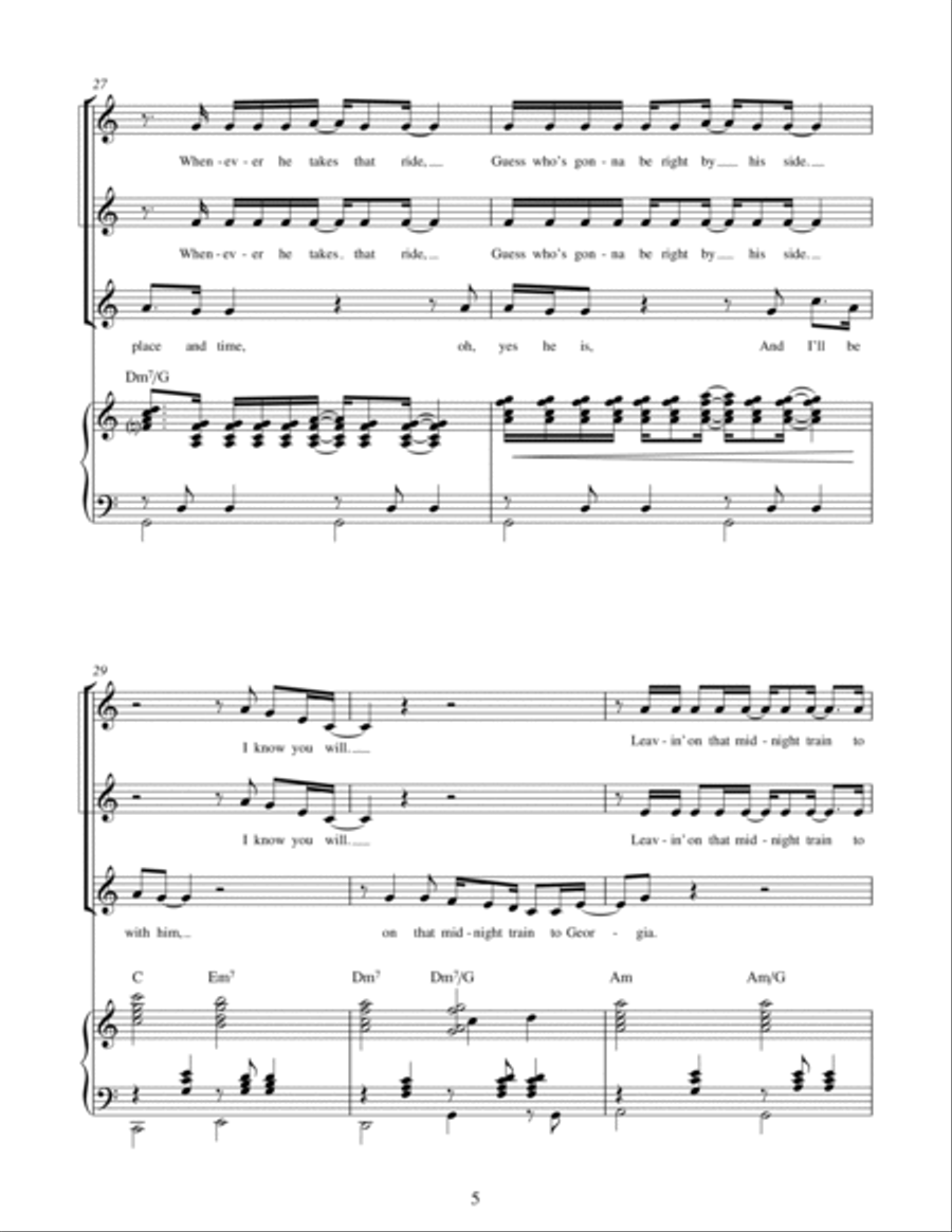 Midnight Train to Georgia (arr. Berty Rice) SSA scores gallery preview page 5