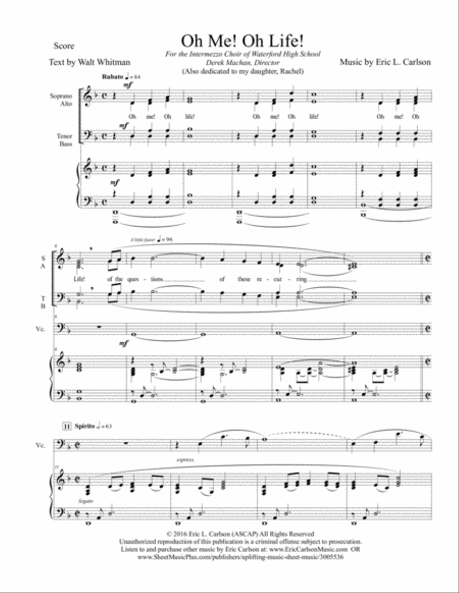 Oh Me! Oh Life! (SATB) image number null