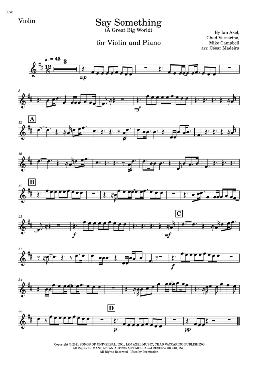 Say Something Violin Solo scores gallery preview page 2