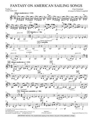 Fantasy on American Sailing Songs - Violin 3 (Viola Treble Clef)