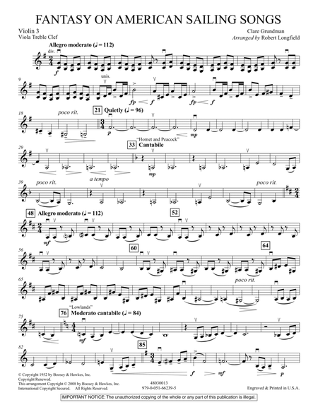 Fantasy on American Sailing Songs - Violin 3 (Viola Treble Clef)