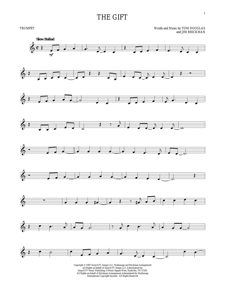 The Gift Trumpet Solo scores gallery preview page 1