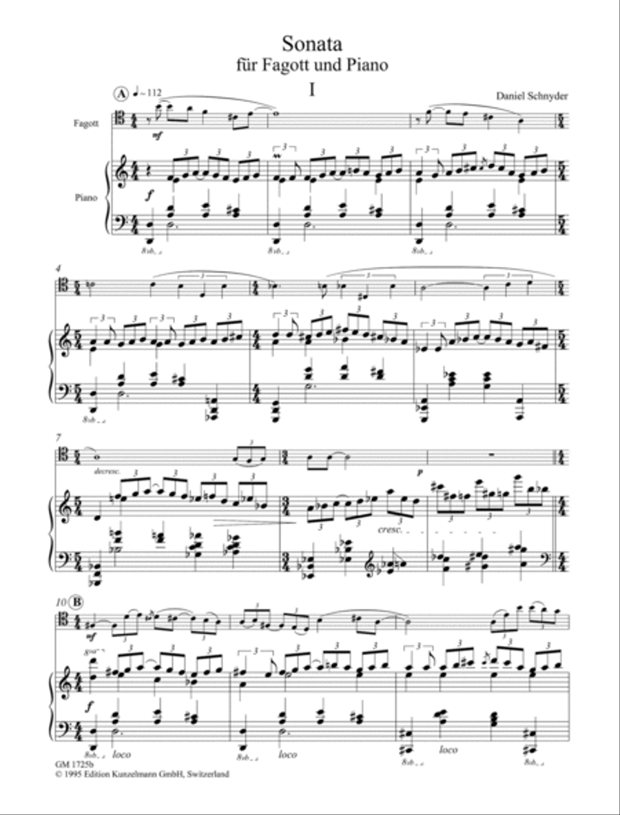 Sonata for bassoon and piano Bassoon Solo scores gallery preview page 2