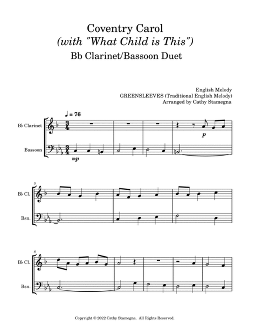 Coventry Carol (with “What Child is This”) (Bb Clarinet/Bassoon Duet) image number null