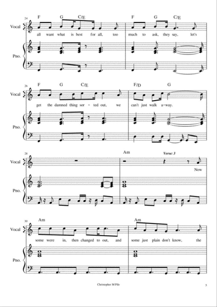 The Brexit Song The Brexit Song Piano, Vocal, Guitar scores gallery preview page 5