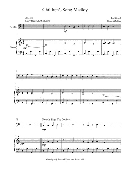 Children's Song Medley (bass C instrument solo) image number null