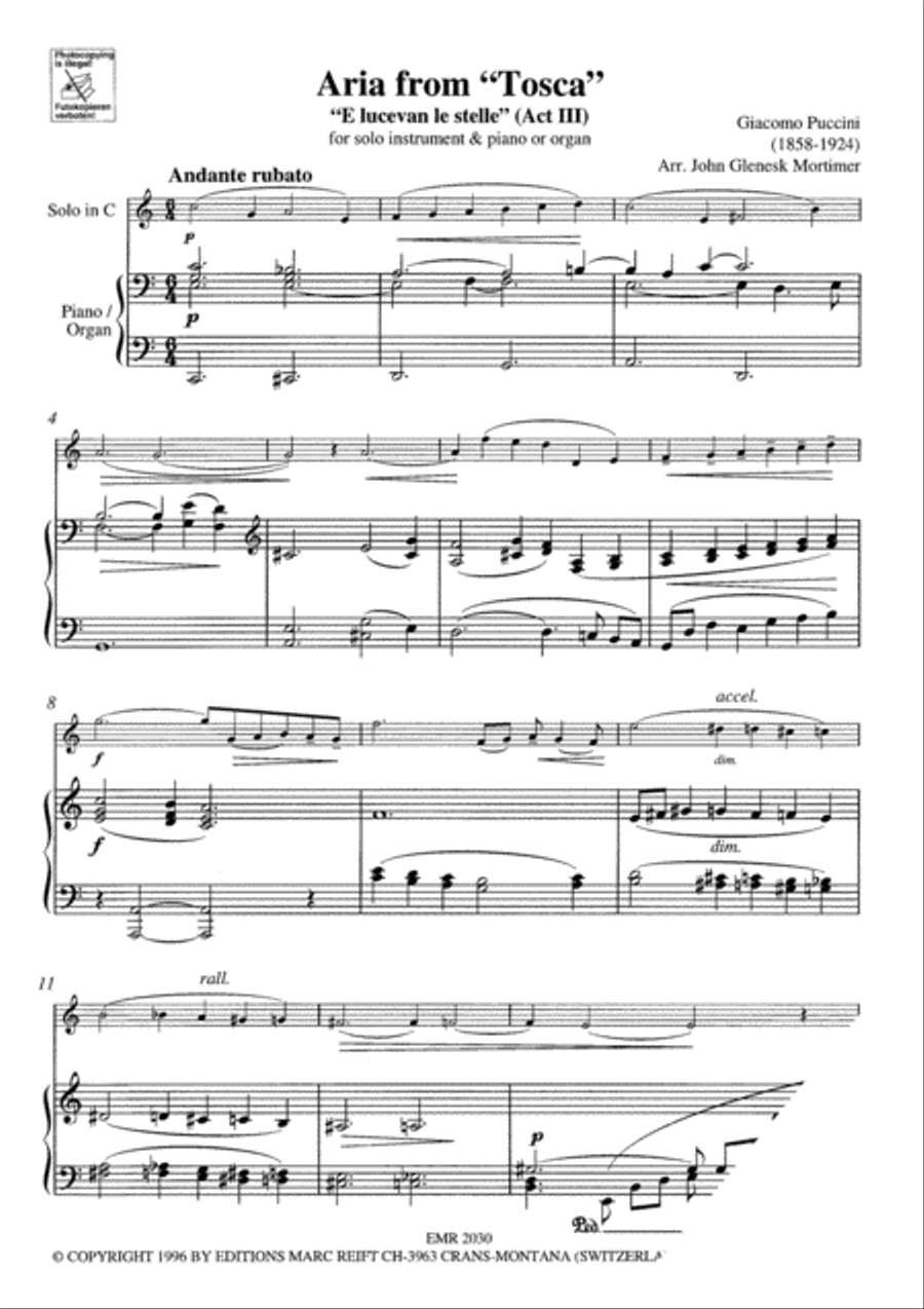 Aria from Tosca Cornet scores gallery preview page 6