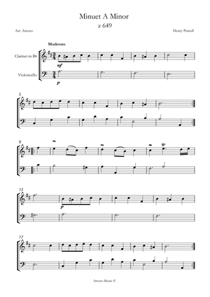 purcel minuet z 649 Clarinet and Cello sheet music
